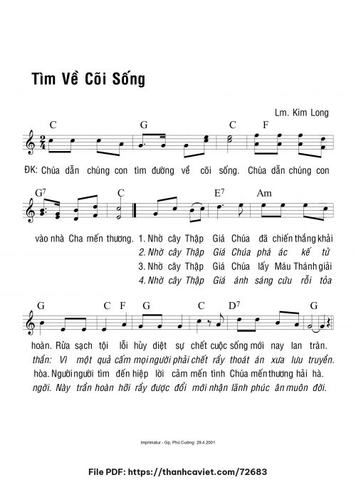 Tìm về cõi sống - Lm. Kim Long - trang 1
