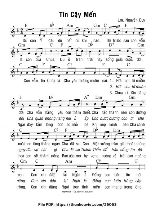 Tin Cậy Mến - Lm. Nguyễn Duy - trang 1
