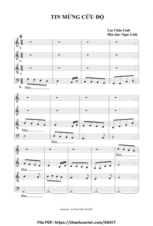 Tin Mừng cứu độ 2 - Lm. Châu Linh (Hòa âm: Ngọc Linh) - trang 1
