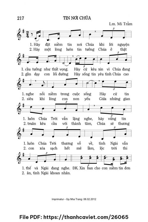 Tin nơi Chúa - Lm. Mi Trầm - trang 1