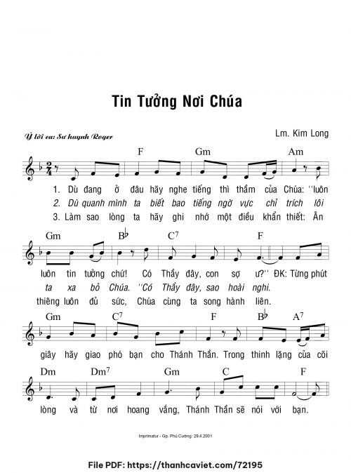 Tin tưởng nơi Chúa - Lm. Kim Long - trang 1