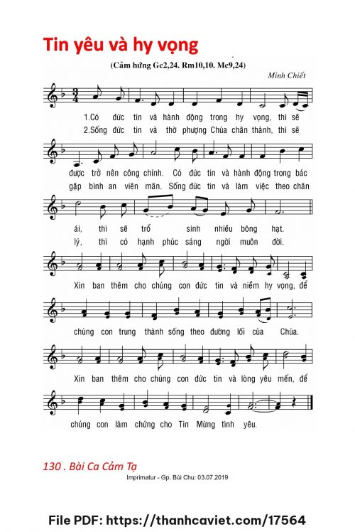 Tin yêu và hy vọng - Lm. Minh Chiết - trang 1