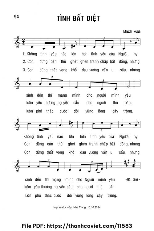 Tình bất diệt - Lm. Bạch Vân - trang 1