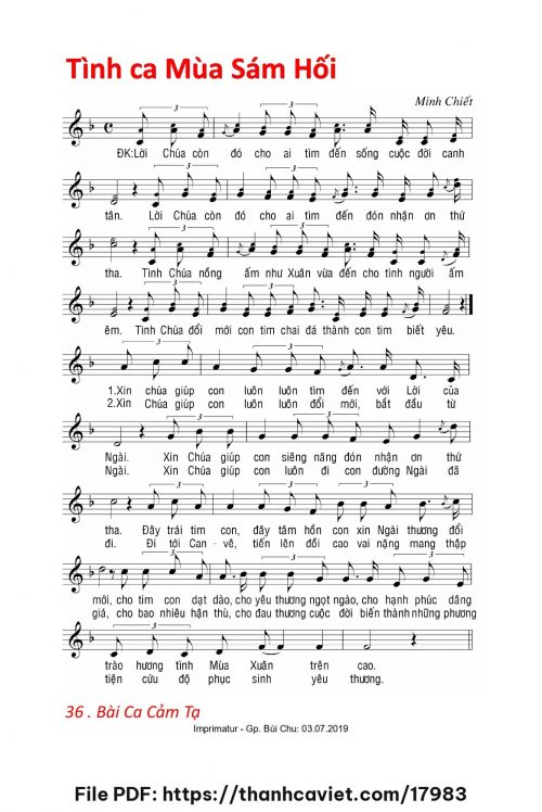 Tình ca Mùa Sám Hối - Lm. Minh Chiết - trang 1