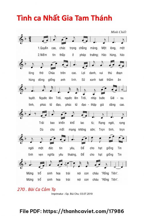 Tình ca Nhất Gia Tam Thánh - Lm. Minh Chiết - trang 1