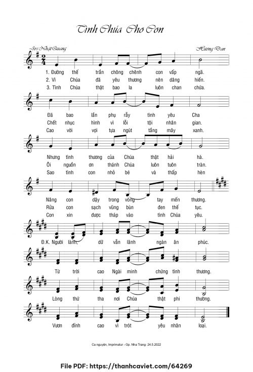 Tình Chúa cho con - Sr. Hương Đan - Thơ: Jos Nhật Quang - trang 1
