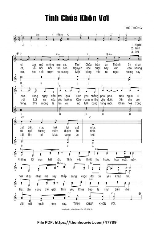 Tình Chúa khôn vơi - Thế Thông - trang 1