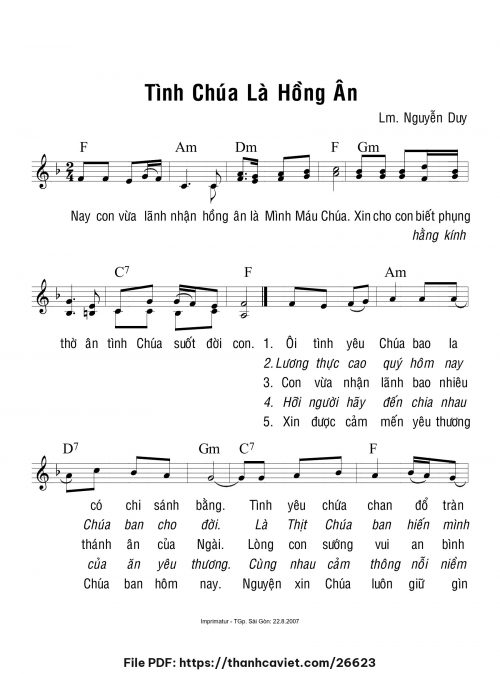 Tình Chúa là hồng ân - Lm. Nguyễn Duy - trang 1