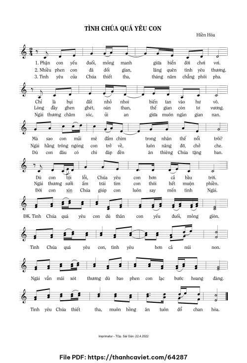Tình Chúa quá yêu con - Sr. Hiền Hòa - trang 1