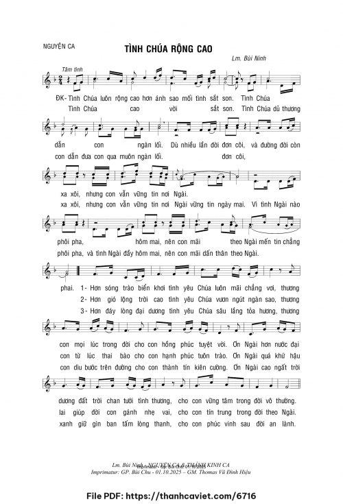 Tình Chúa rộng cao - Lm. Bùi Ninh - trang 1