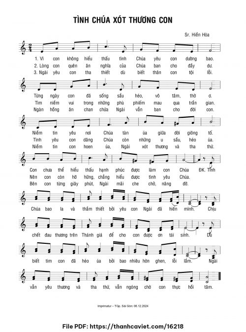 Tình Chúa xót thương con - Sr. Hiền Hòa - trang 1