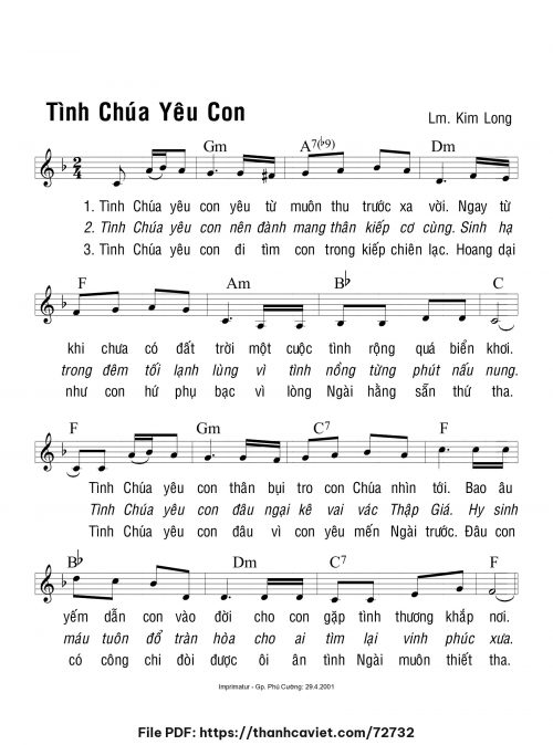 Tình Chúa yêu con - Lm. Kim Long - trang 1