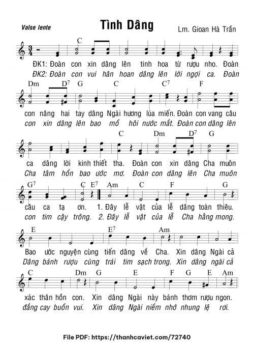 Tình dâng - Lm. Gioan Hà Trần - trang 1