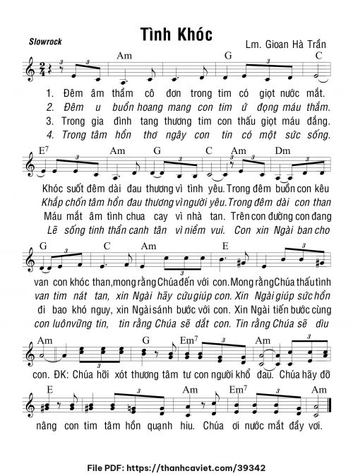 Tình khóc - Lm. Gioan Hà Trần - trang 1