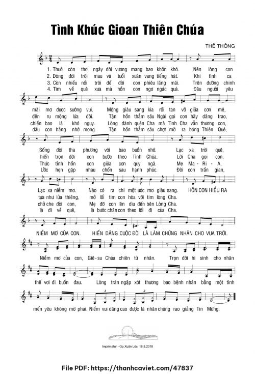Tình khúc Gioan Thiên Chúa - Thế Thông - trang 1