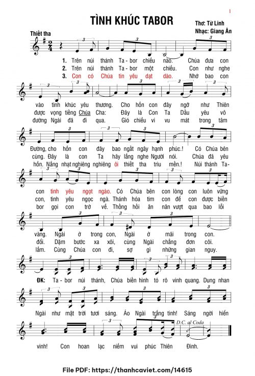 Tình khúc Tabor - Giang Ân - Thơ: Từ Linh - trang 1