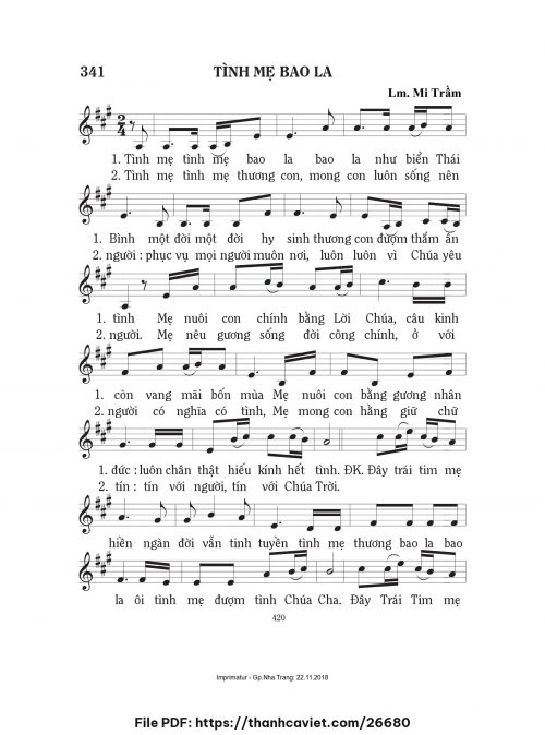 Tình mẹ bao la - Lm. Mi Trầm - trang 1