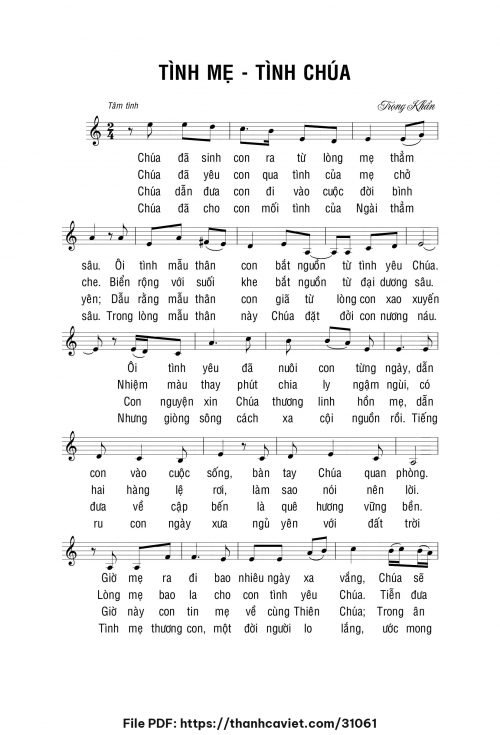 Tình mẹ tình Chúa - Lm. Trọng Khẩn - trang 1