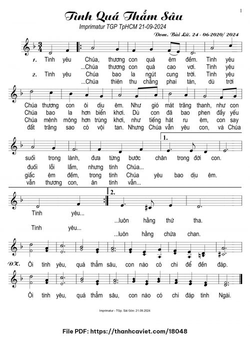 Tình quá thẳm sâu - Dom. Bùi Lữ - trang 1