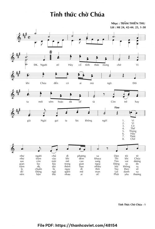 Tỉnh thức chờ Chúa - Trầm Thiên Thu - trang 1