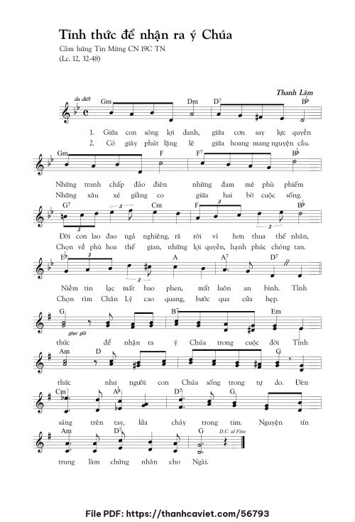 Tỉnh thức để nhận ra Chúa - Thanh Lâm (Song Mộc) - trang 1