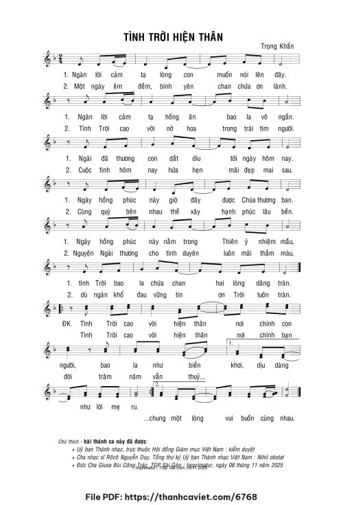 Tình trời hiện thân - Lm. Trọng Khẩn - trang 1