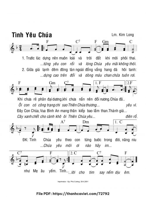 Tình yêu Chúa - Lm. Kim Long - trang 1