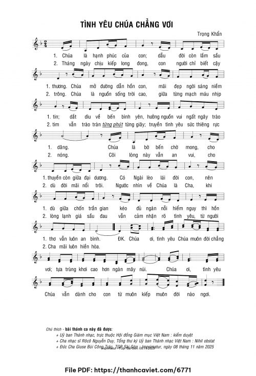 Tình yêu Chúa chẳng vơi - Lm. Trọng Khẩn - trang 1