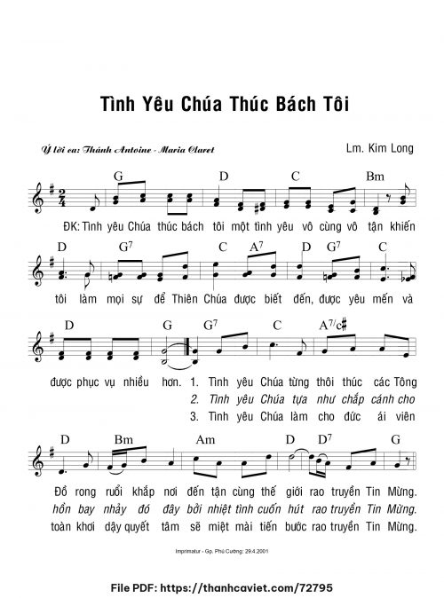 Tình yêu Chúa thúc bách tôi - Lm. Kim Long - trang 1