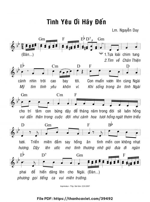 Tình yêu ơi hãy đến - Lm. Nguyễn Duy - trang 1