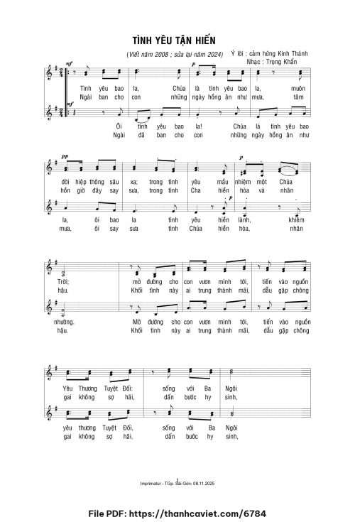 Tình yêu tận hiến - Lm. Trọng Khẩn - trang 1