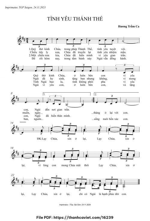 Tình yêu Thánh Thể - Hương Trầm Ca - trang 1