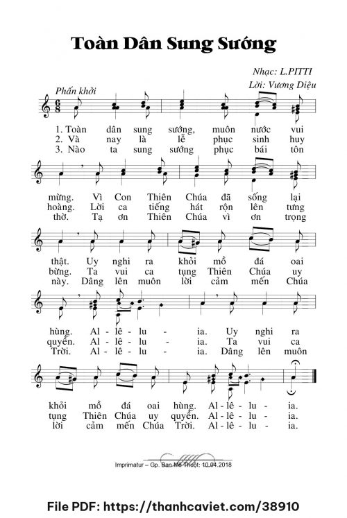 Toàn dân sung sướng - Lm. Vương Diệu - trang 1