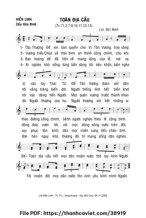 Toàn địa cầu - Lm. Bùi Ninh - trang 1