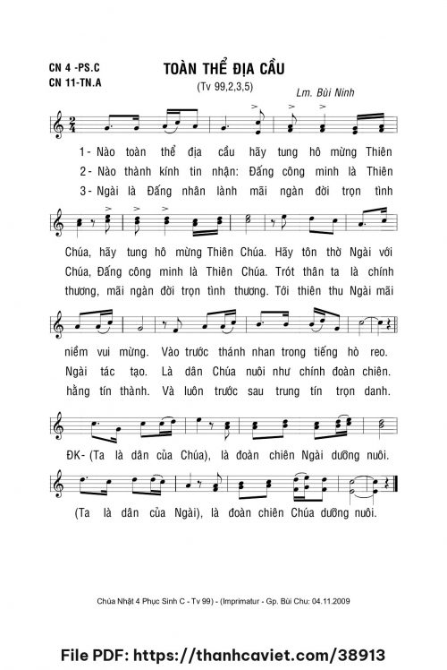 Toàn thể địa cầu - Lm. Bùi Ninh - trang 1