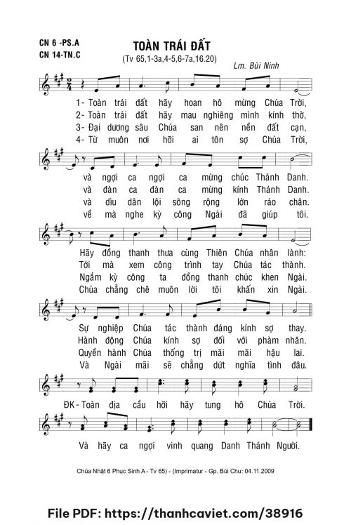 Toàn trái đất - Lm. Bùi Ninh - trang 1