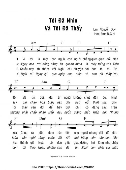 Tôi đã nhìn và tôi đã thấy - Lm. Nguyễn Duy - trang 1