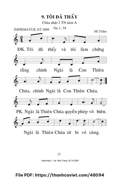 Tôi đã thấy [CN2 TNA] – - Lm. Mi Trầm - trang 1