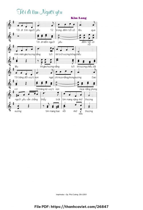 Tôi đi tìm người yêu - Lm. Kim Long - trang 1