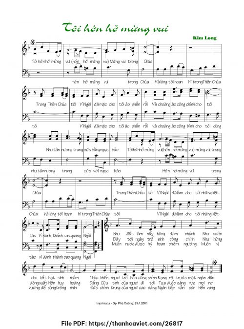 Tôi hớn hở mừng vui - Lm. Kim Long - trang 1