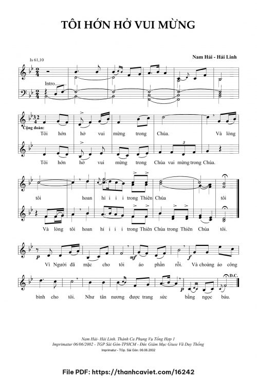 Tôi hớn hở vui mừng - Nam Hải - Hải Linh - trang 1
