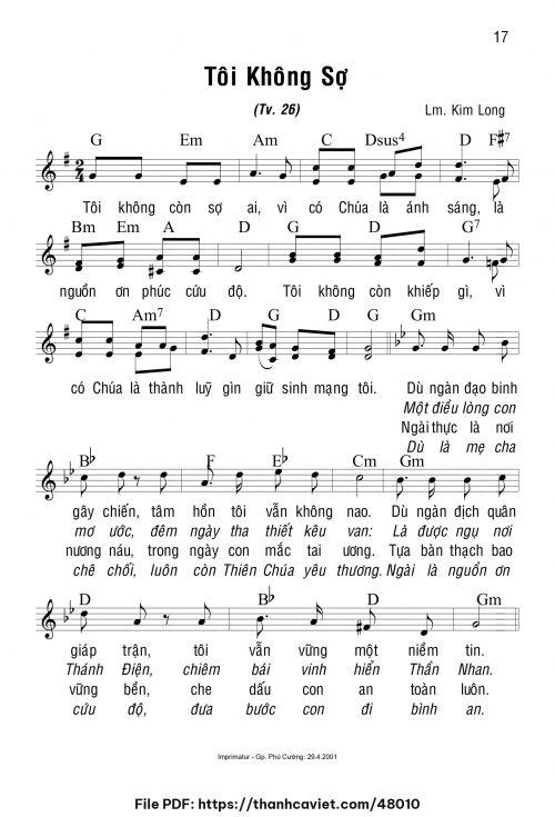 Tôi không sợ - Lm. Kim Long - trang 1