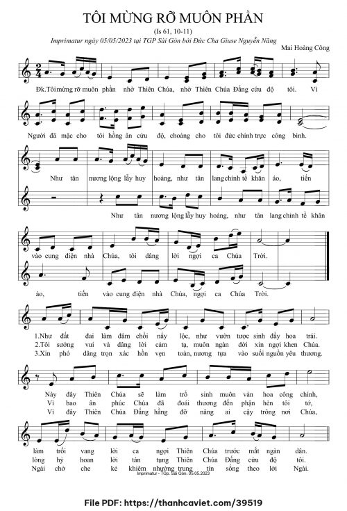 Tôi mừng rỡ muôn phần - Mai Hoàng Công - trang 1