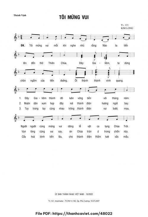 Tôi mừng vui - Lm. Kim Long - trang 1