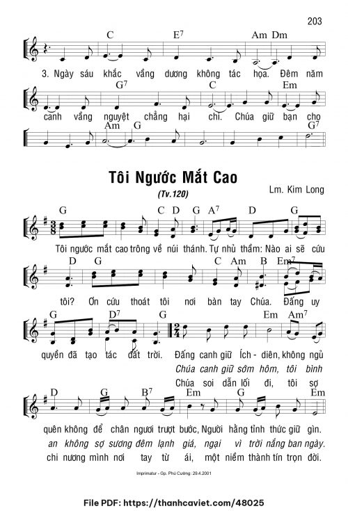 Tôi ngước mắt cao - Lm. Kim Long - trang 1