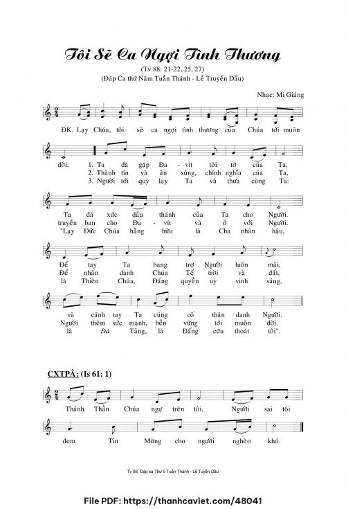 Tôi sẽ ca ngợi tình thương - Mi Giáng - trang 1