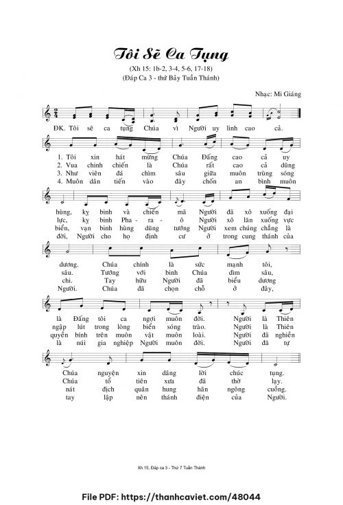 Tôi sẽ ca tụng - Mi Giáng - trang 1