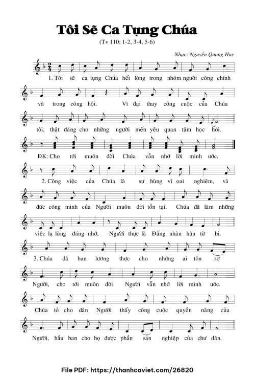 Tôi sẽ ca tụng Chúa - Nguyễn Quang Huy - trang 1