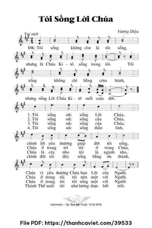 Tôi sống Lời Chúa - Lm. Vương Diệu - trang 1