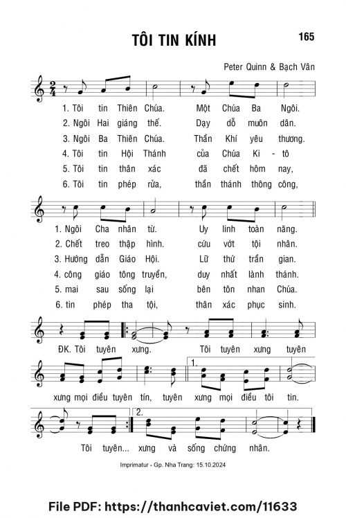 Tôi Tin Kính - Lm. Bạch Vân - Peter Quinn - trang 1